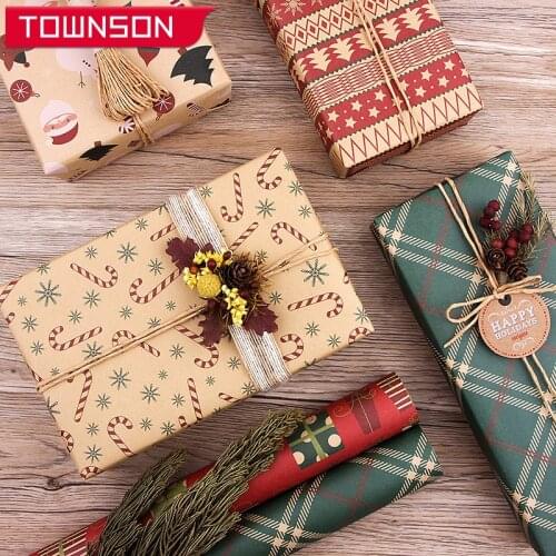 Christmas diy wrapping paper set Christmas kraft paper Christmas gift wrapping paper Christmas decoration paper