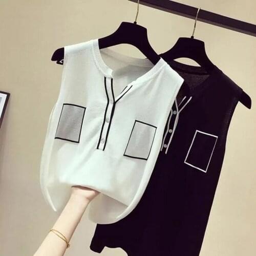 Sexy Knitted Top Summer Tank top Women big size camisole Blouse Sleeveless V Neck Slim Top Female t-shirt Vest Casual Camis