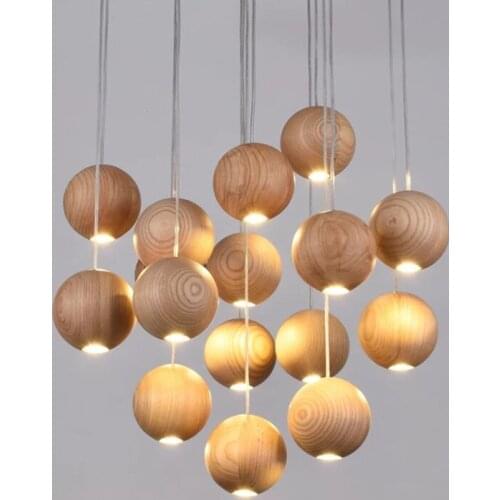 Modern simple wooden Pendant lamps European Personality bar table chandelier art lightings Villa Dining room creative droplights