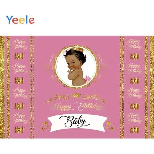 Pink Golden Crown Newborn Baby Shower Princess Birthday Backdrop Custom Photography Backdrops Vinyl Photographic Background Prop