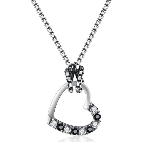 ZEMIOR 925 Sterling Silver Vintage Hollow Heart Necklaces Pendant Trendy Cubic Zirconia Necklace Women Anniversary Jewelry