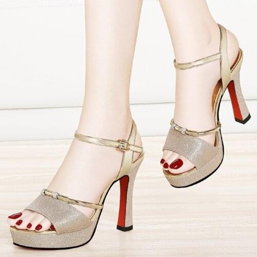 Fish Mouth Sandals Women 2019 Summer It Is Waterproof One Word With High-heeled Shoes With Heels