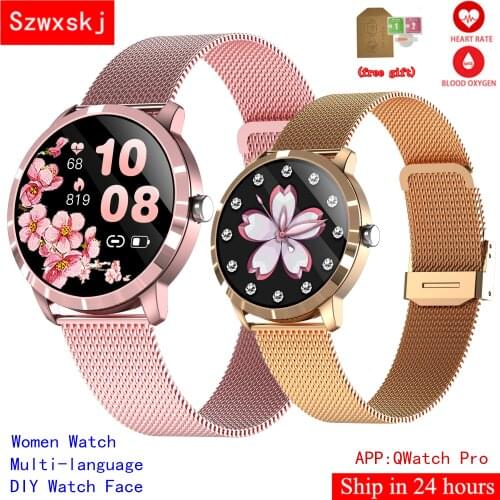 Q8L Fitness Women Smart Watch 1.09" HD IPS Color Screen Ladies Fashion Smartwatch Female Physiological Cycle Heart Rate PK DT66