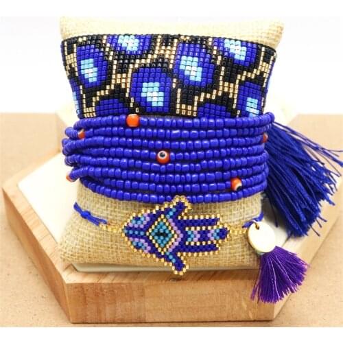 ZHONGVI Hamsa Hand Bracelets MIYUKI Bracelet Jewelery Evil Eye Pulseras Mujer Moda Women Leopard Beads Insta New Charm Armband