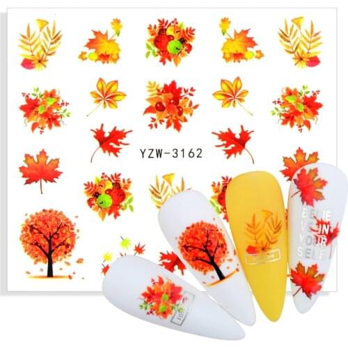 1 Sheet Maple Leaf Water Transfer Tattoo Stickers for Nails Nail Art Transfer Decals DIY Manicure Tips Decoration Tool