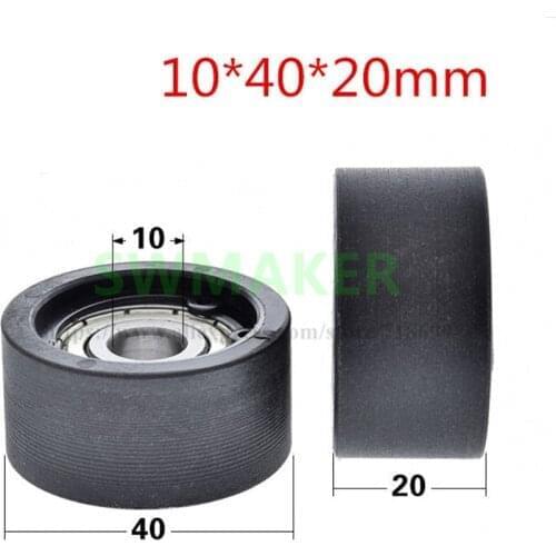 1pcs 10*40*20mm Plastic-coated bearing pulley 6200Z nylon wheel wear-resistant planar guide wheel