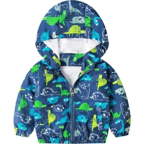 90-130cm Dinosaur Spring Childrens Windbreaker Autumn Kids Jacket Boys Outerwear Coats Active Children Coat Baby Clothes