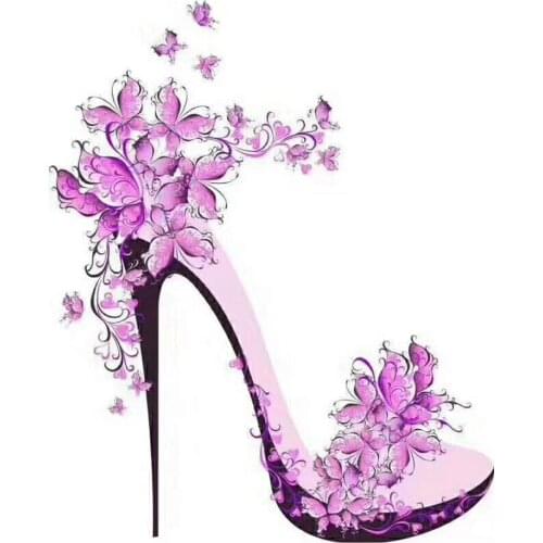 Diamond Mosaic Butterfly 5D DIY Square Diamond Painting Cartoon Picture Of Rhinestone High Heels Home Decoration Full Square
