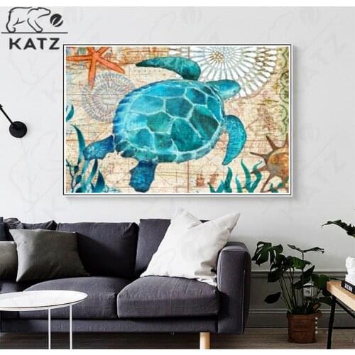 Turtle Sea Wave Diamond Painting Landscape Painting Embroidery Crossing Diy Beach Mosaic Art Gift Cross Stitch Home Decoration