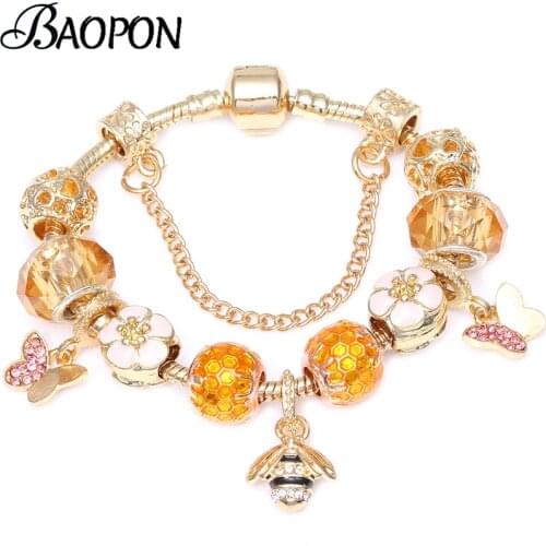 BAOPON Dropshipping Silver Plated Charm Bracelet For Women With Nice Glass Beads Fine Bracelet Pulsera Jewelry Gift