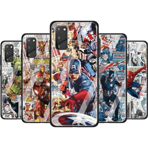 Spiderman captain america for Samsung Galaxy S20 FE Ultra Note 20 S10 Lite S9 S8 Plus Luxury Tempered Glass Phone Case Cover