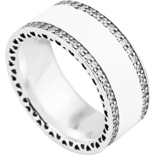 CKK Ring Hearts Rings with Silver Enamel for Women Men Anillos Mujer 925 sterling silver 925 Jewelry Wedding Engagement