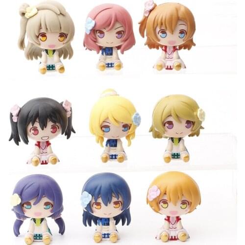 9Pcs/Set Q Love Live School Idol Project Honoka Kotori Umi Ayase Eli Nozomi Maki Kawaii Action Figure Model Doll ToyS Kid Gifts