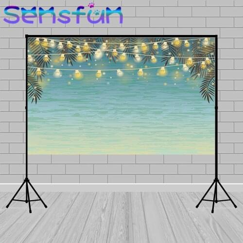 Beach Background Lights Leaves Seaside Scene Summer Wedding Photography Backdrop Baby Birthday Bridal Shower Party Banner
