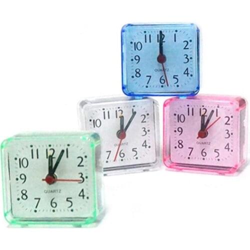 Candy-colored Small Alarm Clock Bed Travel Mini Portable Compact Square Quartz Table Silent Alarm Clock Learning Timing Tool