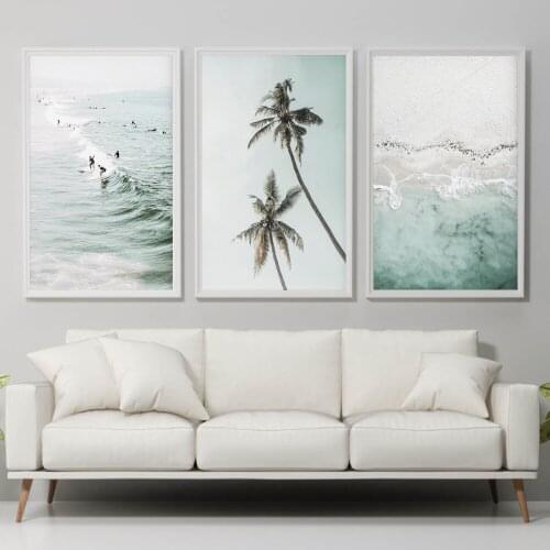 Coconut Palm Tree Beach Sea Nature Wall Art Canvas Painting Nordic Posters And Prints Minimalist Wall Pictures For Living Room