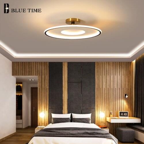 Round Modern LED Chandeliers Gold Black Ceiling Chandelier Indoor Lighting Fixtures For Bedroom Dining Room Living Room Lamps