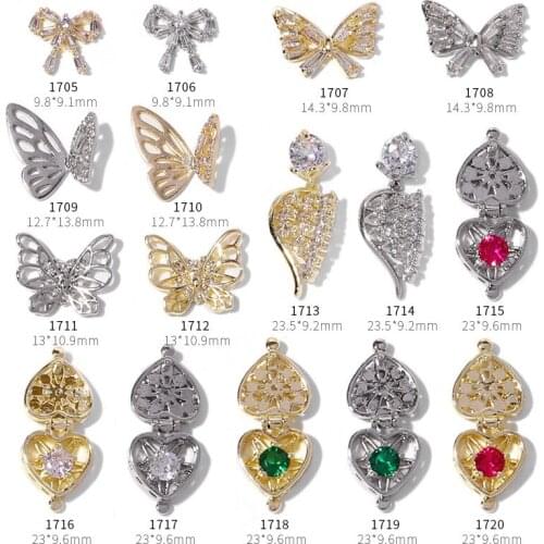 Nail Zircon Pandoras Box Heart Cupid Little Angel Jewelry Palace Style Bow Butterfly Nail Decoration Manicure Design Accessorie