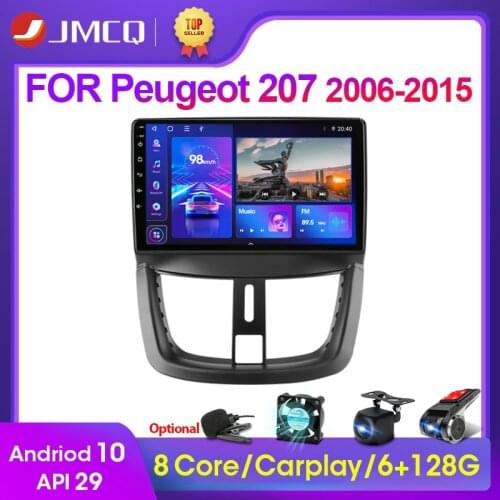 JMCQ 9" Android 10 2G+32G 2DIN 4G NET+WiFi DSP Car Radio Multimedia Video Player For Peugeot 207 2006-2015 Navigation GPS 2 din