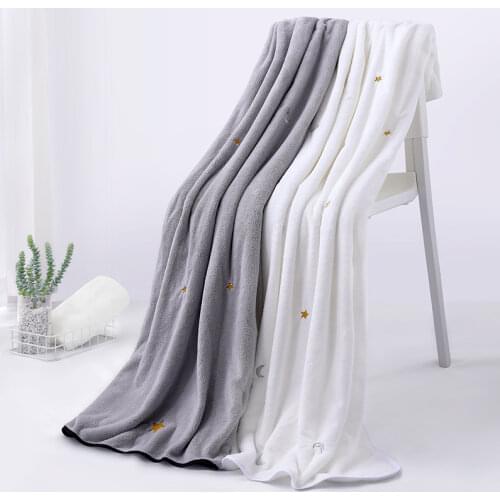 Coral Velvet Weomen Men Bath Towels Double-sided Loops Instantly Dry Exquiste Emboridered 70x140cm Towels Home Textile Bathroom