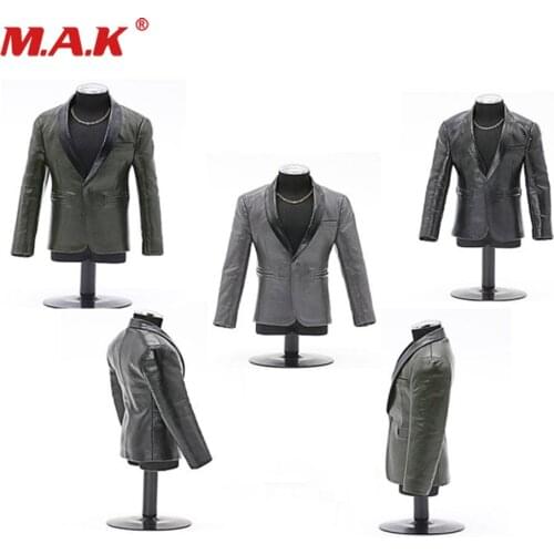 1/6 Male Figure Clothes Accessory Mens Fashion Leather Suit Set Black/Silver Grey/Dark Green Colors for 12'' Figure Body