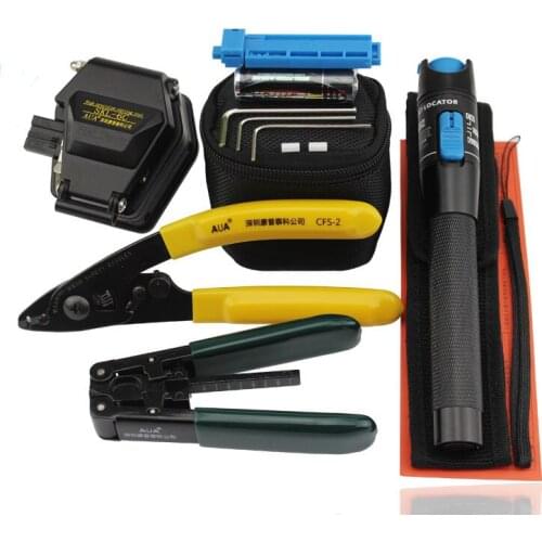 Fiber Optique Tool Set with Precision Fiber Cleaver SKL-6C and Laser Pen Optical Visual Fault Locator Tester 1mw Fiber Strippers