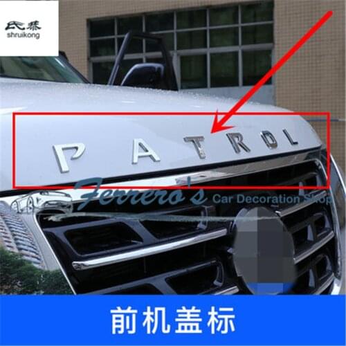 1Set Car Sticker ABS Chrome Front Car Hood Engine Cover Letter For Nissan Armada Patrol Royale Nismo Y62 2016-2018