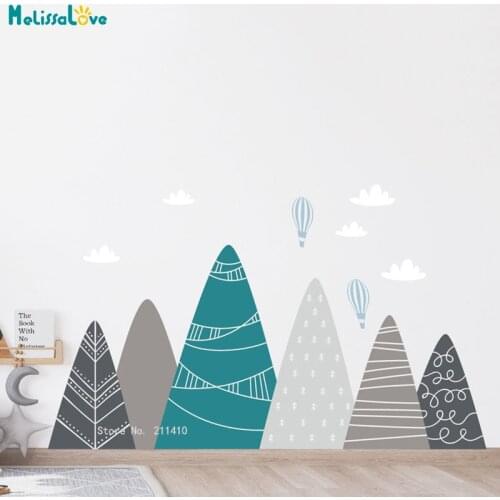 Mountains Wall Sticker for Kids Room Adventure Nursery Decor Boys Custom Colors Murals DIY Decals Removable YT6199