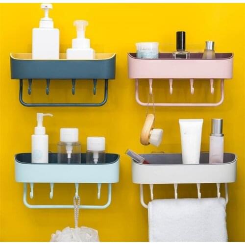 Wall-mounted Bathroom Storage Rack Shampoo and Cosmetic Storage Rack Kitchen Condiment Rack Household Good Bathroom Accessories