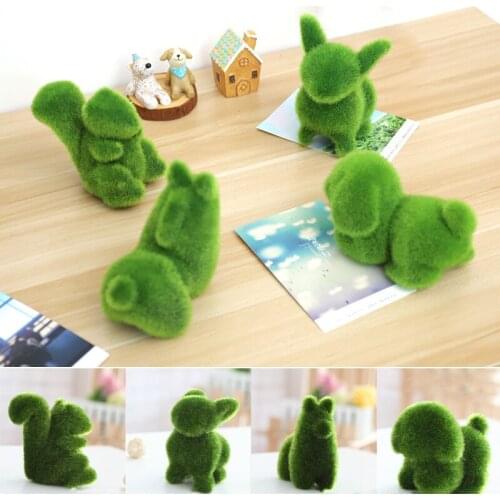 Novelty Handmade Artificial Grass Animal Handmade Simulation Grass Animal Shape Decoration Home Office Wedding Decor Bunny Gift