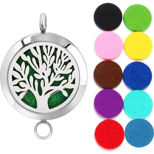 Diffuser Necklace For Women Dual Purpose Pendant Stainless Steel Jewelry 25mm Tree Of Life Essential Oil Aroma Perfume Locket