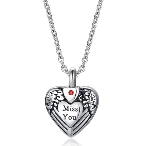 2021 Temperament Jewwlry Stainless Steel Zircon Corrosion With MISS YOU Heart-shaped Urn Pendant Can Open For Females Necklace