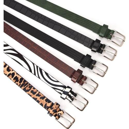 Fashion 1.8cm Wide Female Belt Black Leoprad Zebra Cow Striped Print Ladies Waist Belt For Women Thin Narrow Wild Belts Students