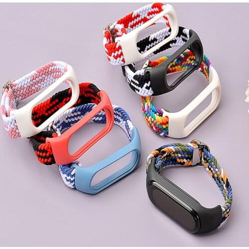 Strap for Mi band 6 bracelet Elastic adjustable Nylon Braided Miband4 miband 5 correa Wristband for xiaomi Mi band 4 3 5 6 strap