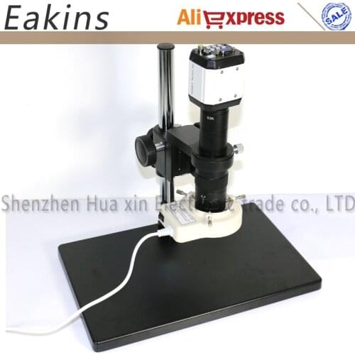 Repair Tool VGA/AV/USB 3 In 1 Outputs 2.0MP HD Industrial Microscope Camera+180X Zoom Lens+Big Size Stand Holder+56 LED Light