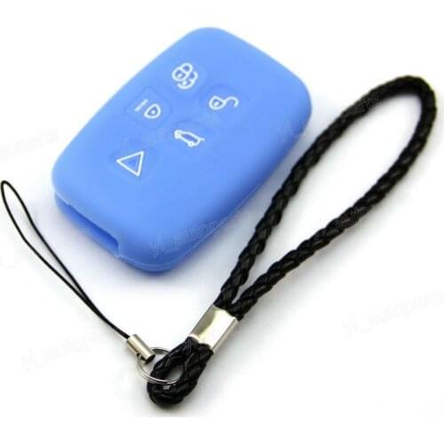 Blue Silicone Case Cover Holder For Jaguar XF XJ XK Remote Smart Key 5 Buttons K0BJTF10A EW9315K601A