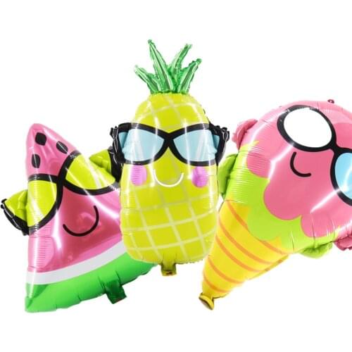 Hawaii party decoration aluminum foil balloon Glasses Ice Cream Pineapple Watermelon Balloon for Kids Birthday Summer Party
