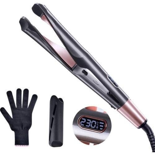 Hair Straightener Curling Iron 2 in 1 Tourmaline Ceramic Twisted Flat Iron Professional Straighting & Curling With LCD Display