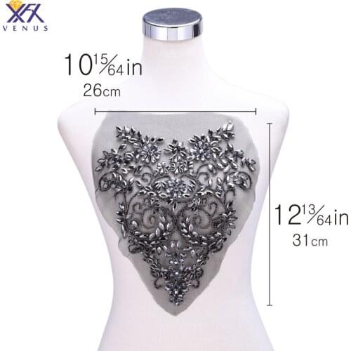 XFX VENUS 1pc beautiful flowers beaded bodice applique and crystal bodice Lady handmake Wedding Dress Accessories