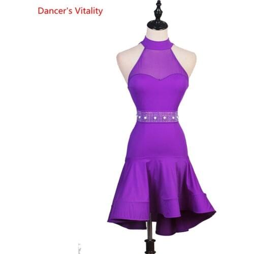 Latin Dance Skirt New Female adult High-end Stand collar Dress Practice Clothes Girl Sexy Profession performance ClothingC