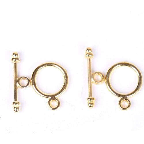 30 Sets Antique Tibetan Silver Clasps for Diy Bracelets Necklace Round Metal Toggle Clasps ForJewelry Making Findings