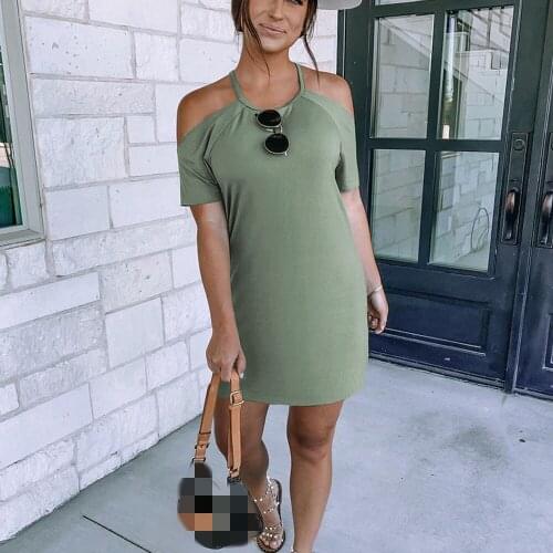 Summer Dress Women Robe Femme Solid Color Off Shoulder Short Sleeve Dresses Y2K Dress For Womens Clothing 2021 Vestido De Mujer