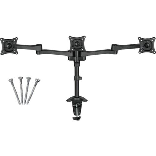 13-22" Triple Screen LCD Monitor Holder Desktop Clamping Full Rotation 3 Monitor TV Mount Arm
