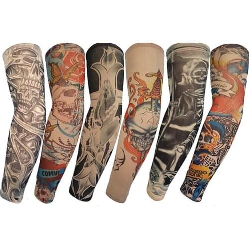 2pcs/lot Fake Tattoo Arm Sleeves for Men Women Summer Fashion Sunscreen Arm Warmers Under T shirt UV Protection Hip Hop Punk