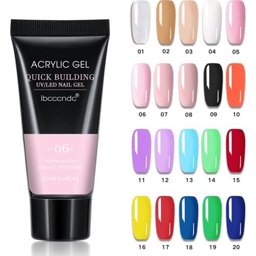 20 Colors 30g Nail Acrylic Poly Nail Gel Pink Builder Gel Quick Extension Gel Builder Gel Kit