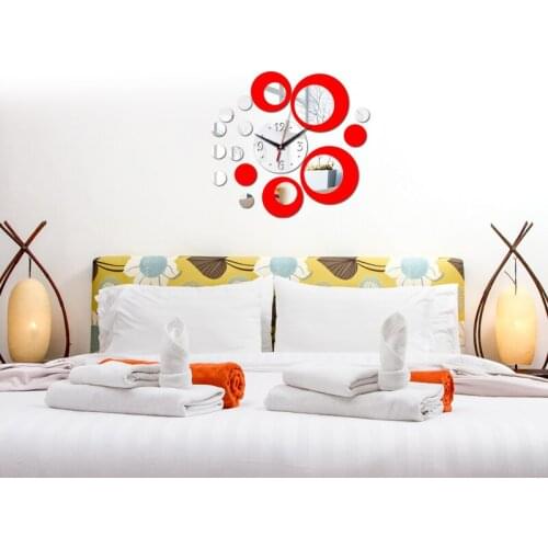3D Acrylic Mirror Wall Stickers clocks Round Shape Stickers Mirror Effect red color sticker Living room Home Decor free shipping