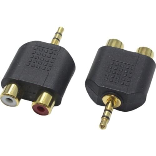 4pcs gold plated 3.5mm 3 Pole Male plug to RCA Female jack 3.5 Audio Connector 2 in 1 Stereo Headset Dual Track Headphone