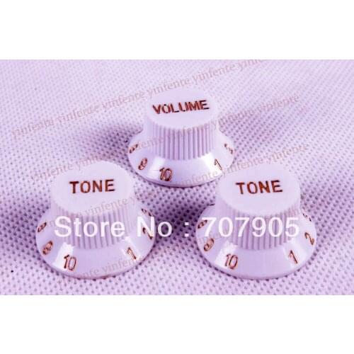 6 pcs White Guitar Knob Volume Tone white digital For Strat Guitar