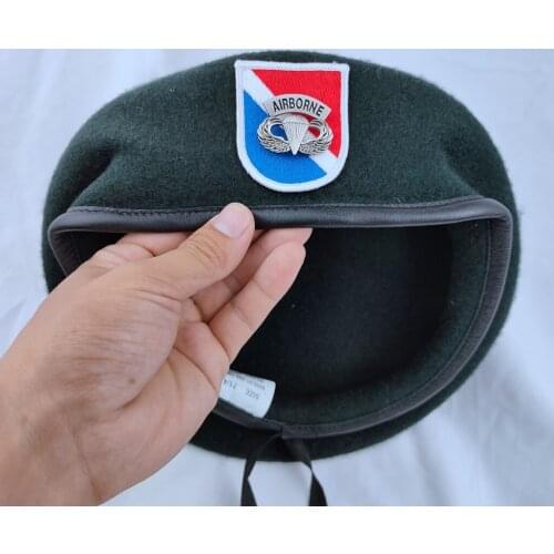 Us Army 11th Special Forces Group Wool Blackish Green Beret & ARMY AIRBORNE PARATROOPER PARACHUTIST INSIGNIA Military Hat