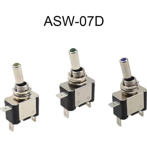 1PC ASW-07D Illuminated 12.2MM Automotive Toggle Switch 20A SPST 3 Pin ON-OFF With 12V LED